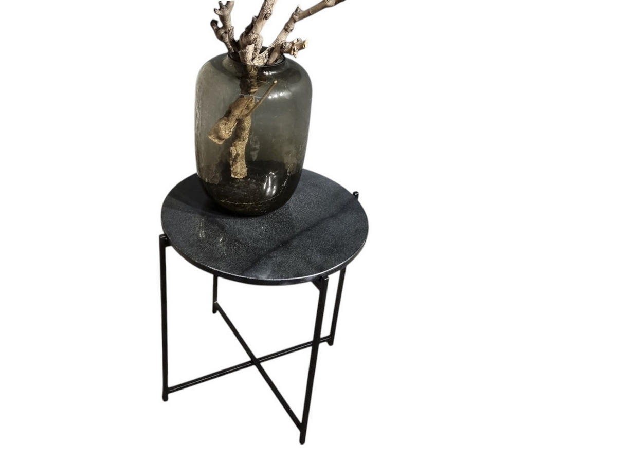 BEISTELLTISCH Marmer Marmor Durchmesser 49 cm Schwarz - Schwarz, Stein (49/49/51cm) - Villa Möbel