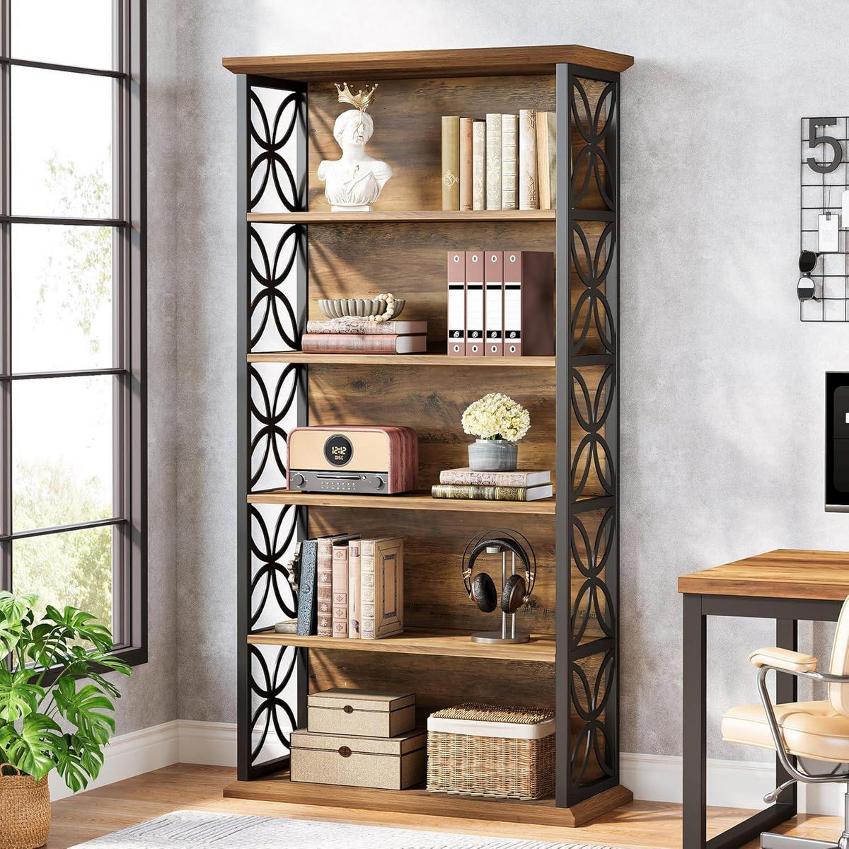 BÜCHERREGAL 6 Ebenen Braun - Braun, Metall (32/180/32cm)