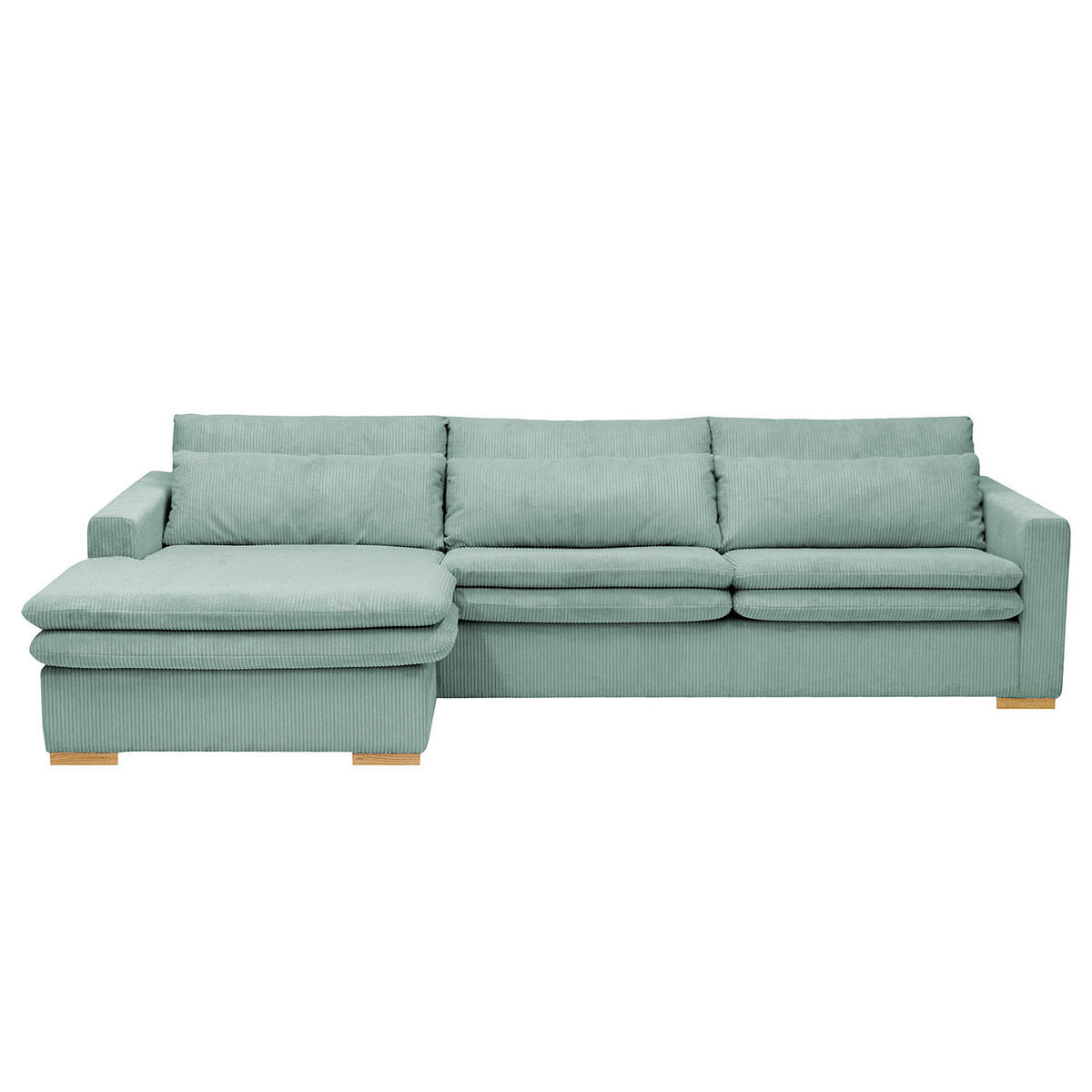 ECKSOFA mit Longchair - Blau, Textil (299/164cm) - home24