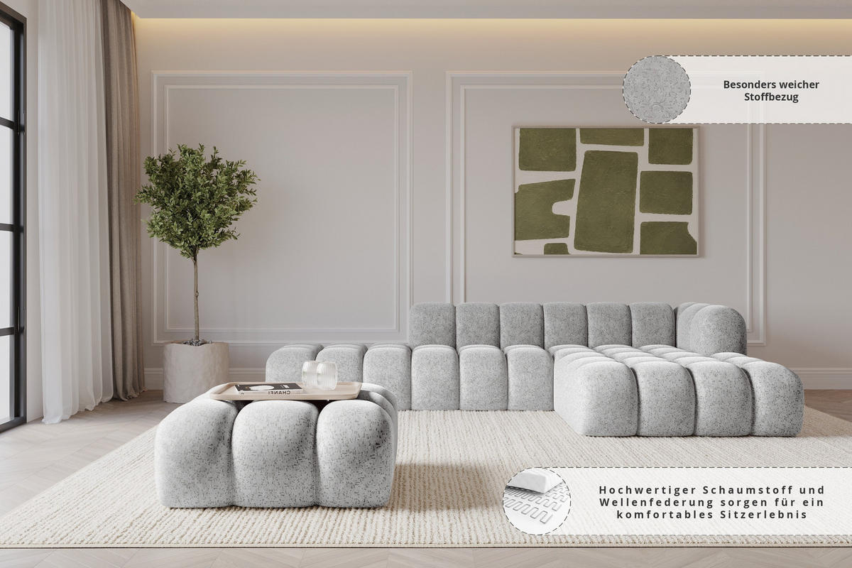 TABURET OLEA-PUF 91x87x44 cm Šedá Žinylka - šedá/černá, kompozitní dřevo/textil (91/44/87cm) - ALTDECOR