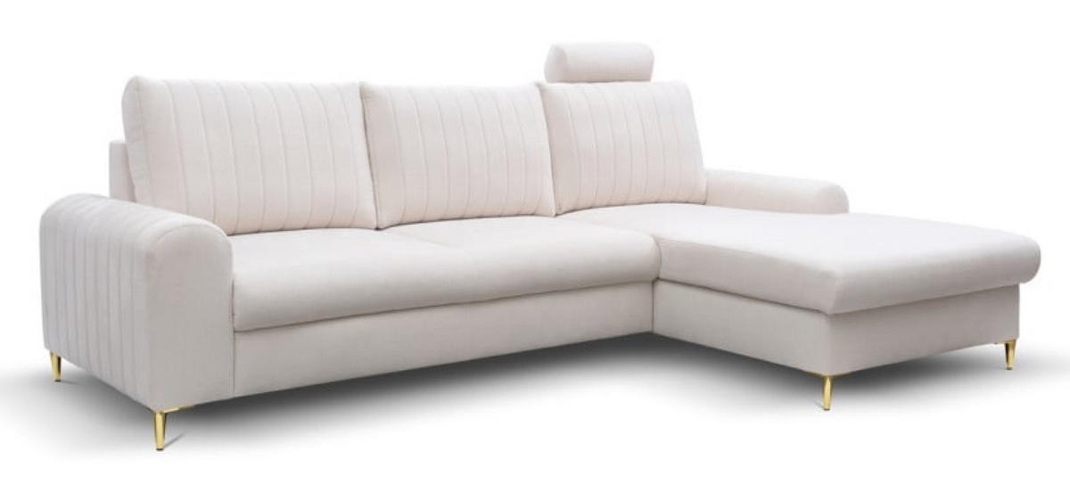 ECKSOFA Creme MANGO Mit Schlaffunktion Rechts - Beige, Naturmaterialen/Textil (251/164cm) - Sepro Meble