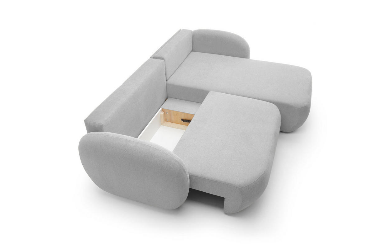 ECKSOFA OLIO L-Form Schlaffunktion mit Bettkasten, lose Rückenkissen, freistehend, RECHTS 248x174 cm Grey - Hellgrau, Holz/Textil (248/174cm) - DomoHome