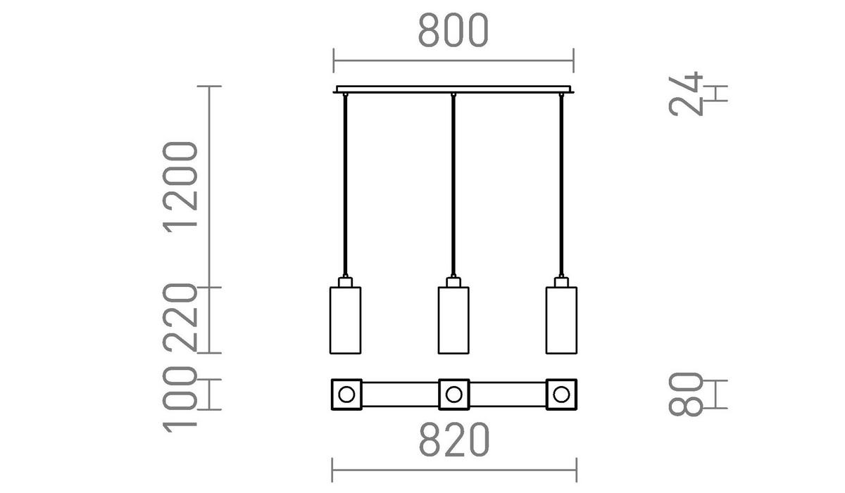 PENDELLEUCHTE LIZ III 80 Schwarz 45 W - Schwarz, Metall (30/30/120cm) - Rendl