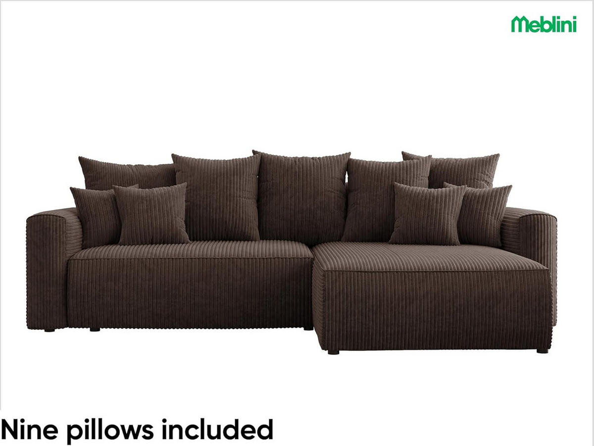 ECKSOFA BALI L - Dunkelbraun/Schwarz, Holzwerkstoff (260/160cm) - Meblini