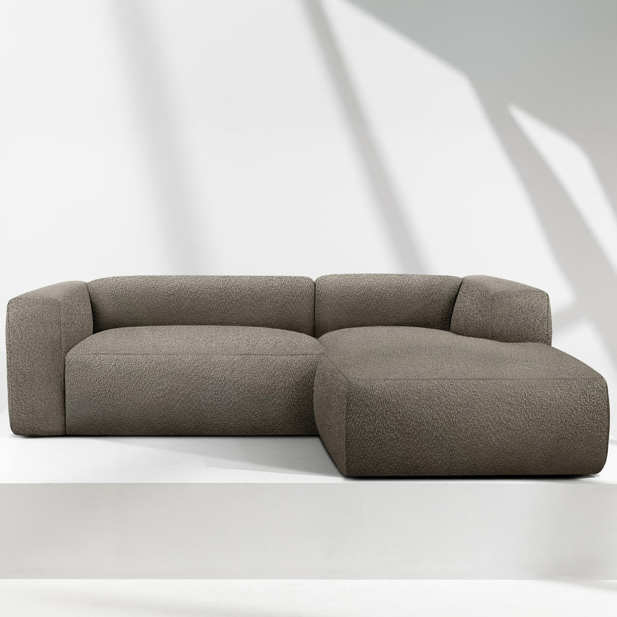 ECKSOFA RECHTS BUFFO, kühles Braun - Braun, Holz/Holzwerkstoff (225/176cm) - KONSIMO®