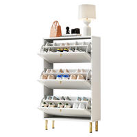 SCHUHSCHRANK Weiß 3 Klappen 6 Fächer schmal 73x23x125cm - Weiß, Holzwerkstoff (25/125/73cm) - FLIEKS