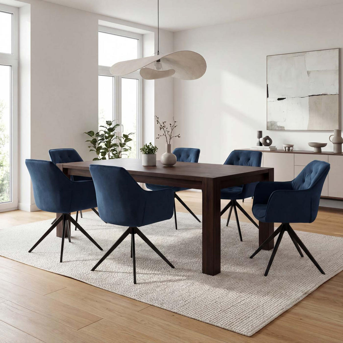 ESSZIMMERSTUHL Blau 2er-Set - Blau, Textil (55/87/60cm) - MCW