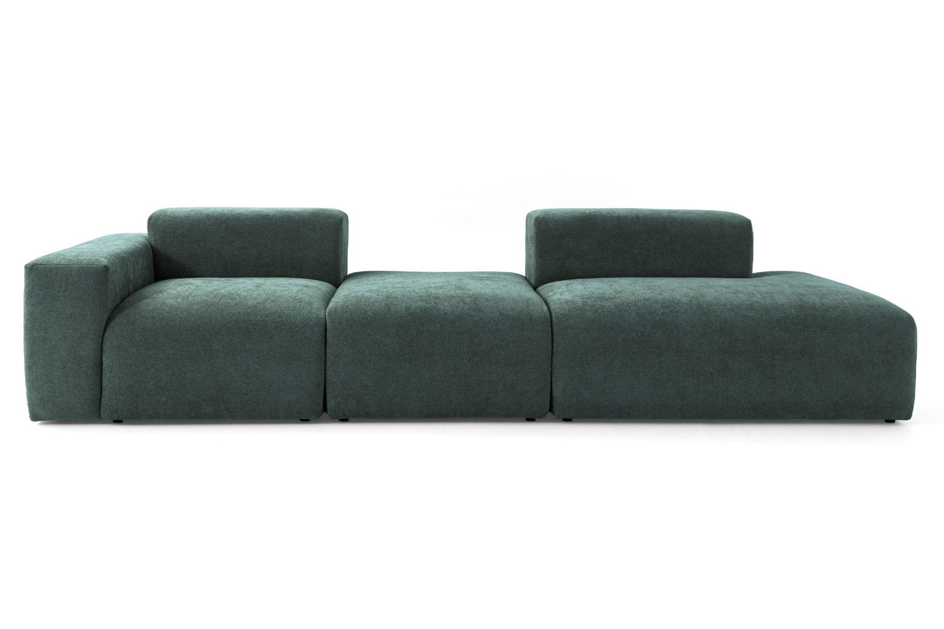4-SITZER modulares Sofa HEAVEN SET 4 Rechts, Breite 335 cm Webstoff Dunkelgrün - Dunkelgrün/Schwarz, Holz/Kunststoff (102/71/335cm) - Muffo