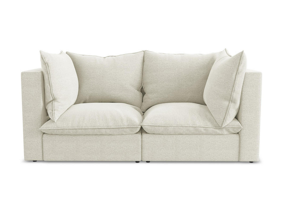 2-SITZER-SOFA Bouclé Stoff Beige - Sandfarben/Schwarz, Holzwerkstoff/Kunststoff (180/77/90cm) - LaMiaSofa