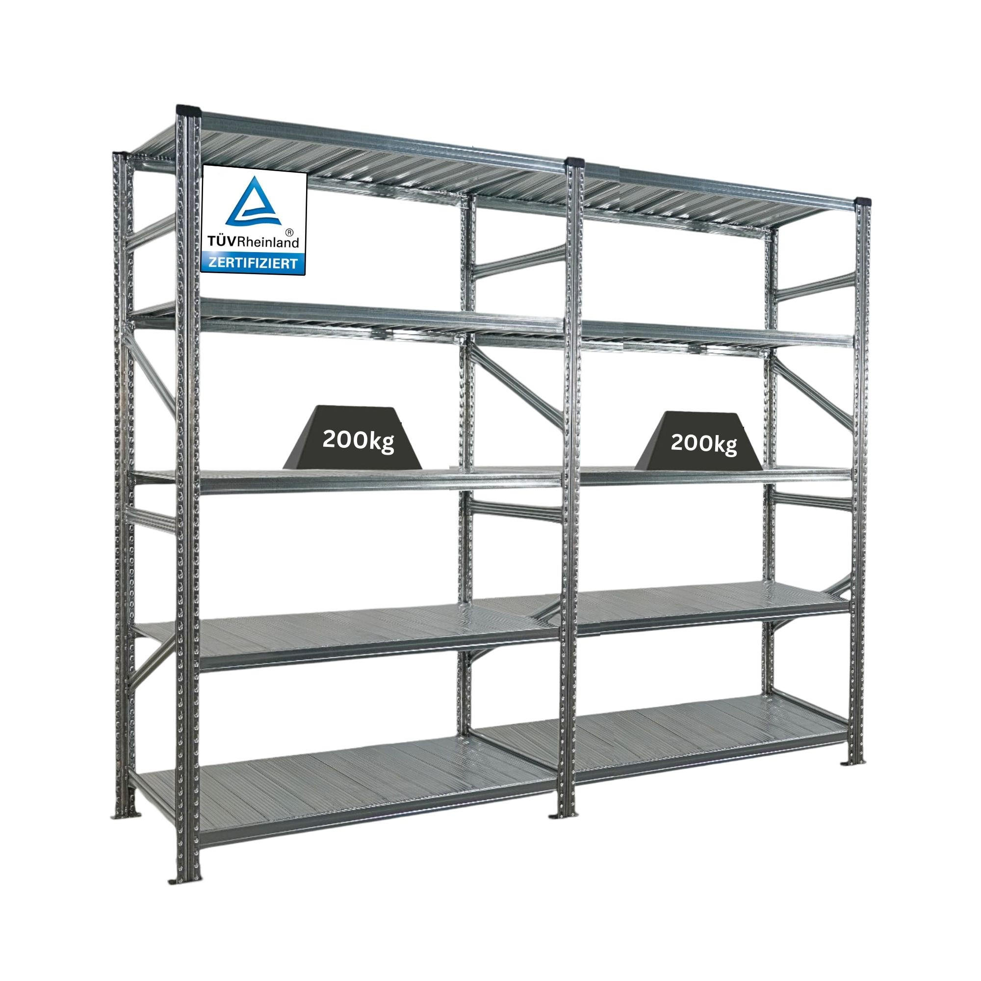 Proregal Fachbodenregal Silber 240x200x70 cm