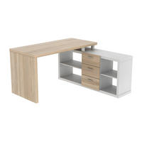 ECKSCHREIBTISCH mit Stauraum - Weiß & Eichefarben - ALDRIC III - Naturfarben, Holz (140/140/75cm) - Vente-Unique