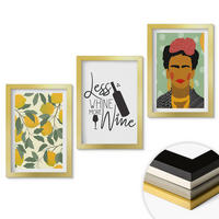 WANDBILDER 3er Set - 20x30 cm Goldrahmen - Zitronenweinporträt von Frida - Goldfarben, Kunststoff (20/30cm) - ArtPrintCave