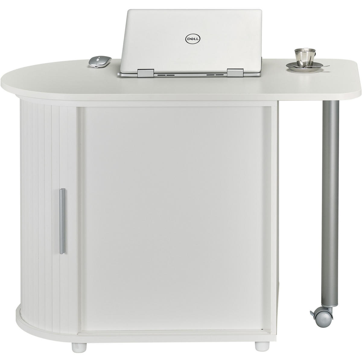 COMPUTERTISCH mit Rolladentür 55/131/75cm - Weiß, Holzwerkstoff (55/131/75cm) - Simmob