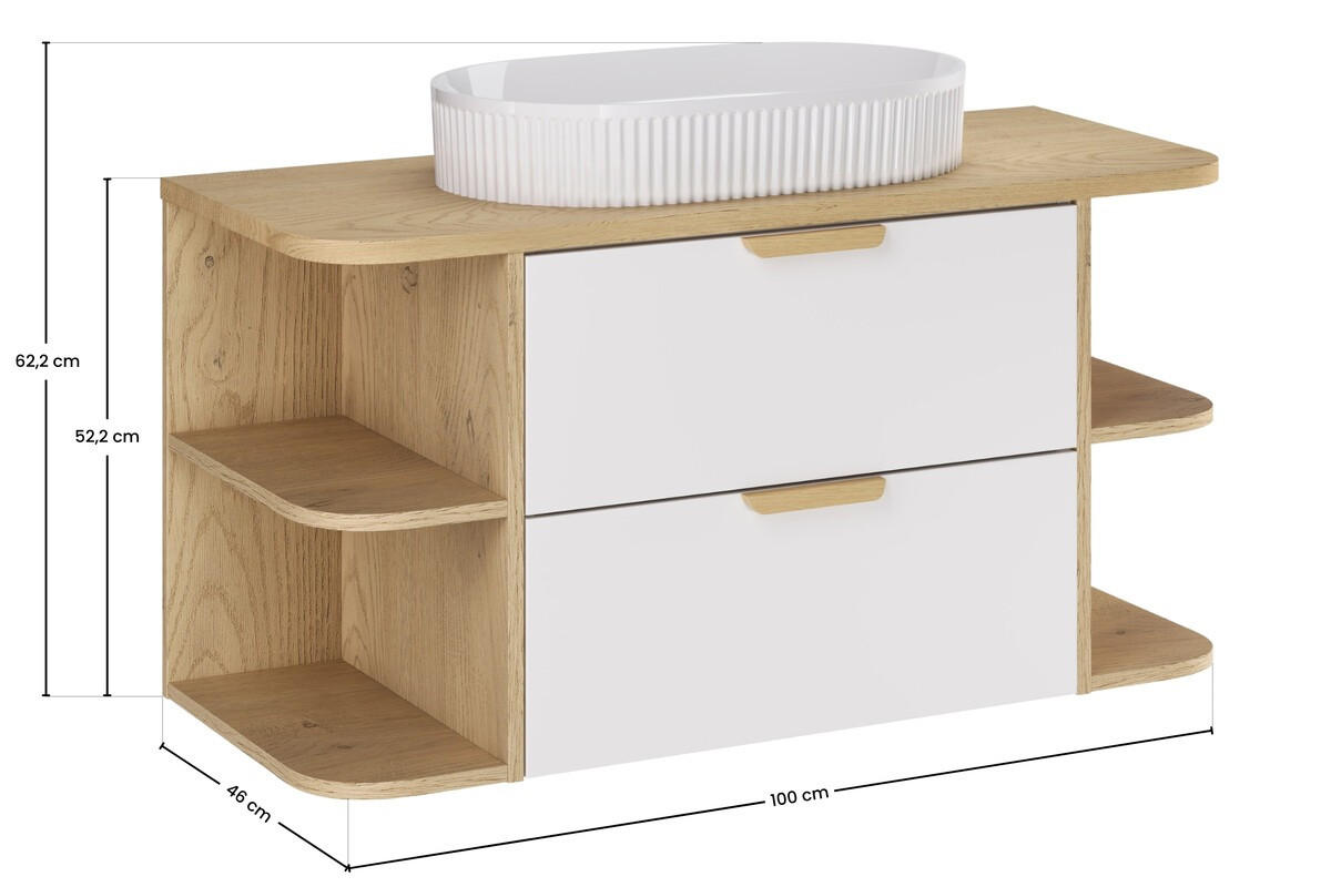 BADMÖBEL-SET 100 cm 5 Teile - Aster White A BM421 in Weiß/Matt - Weiß Hochglanz/Weiß, Holz (100/50/46cm)
