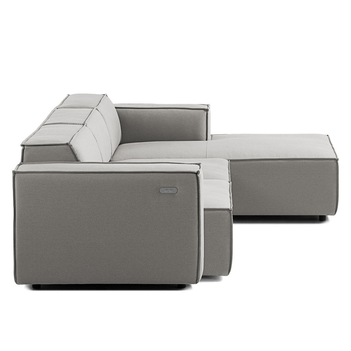 ECKSOFA mit Longchair - Graubraun/Schwarz, Kunststoff/Textil (260/177cm) - home24