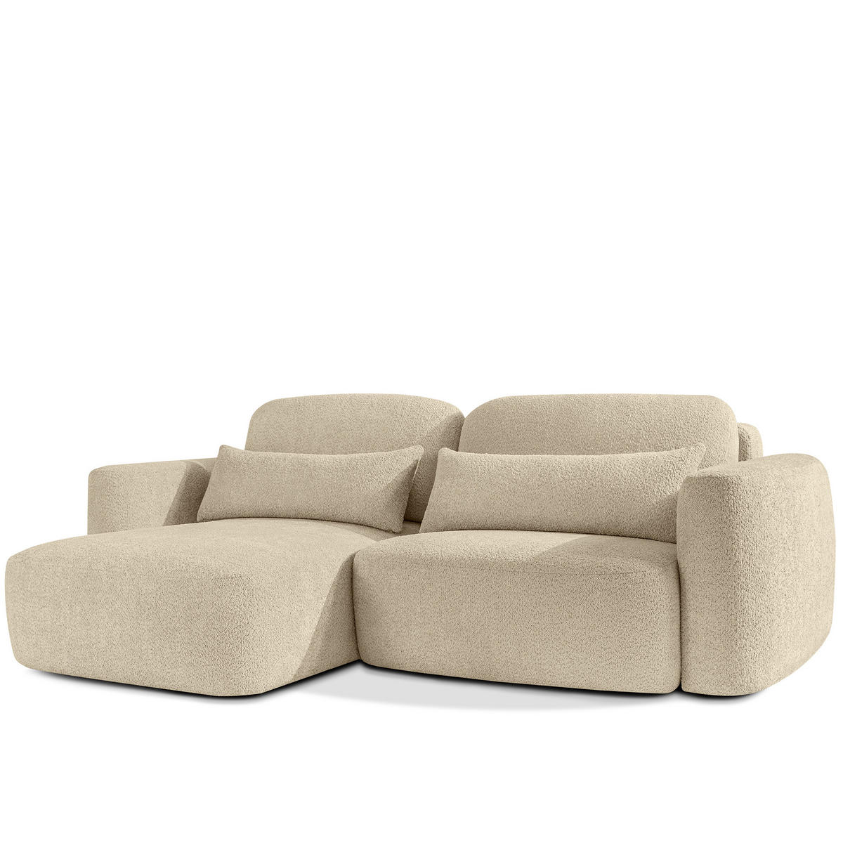 ECKSOFA links ELOSA - Beige, Holz/Textil (245/165cm) - KONSIMO®