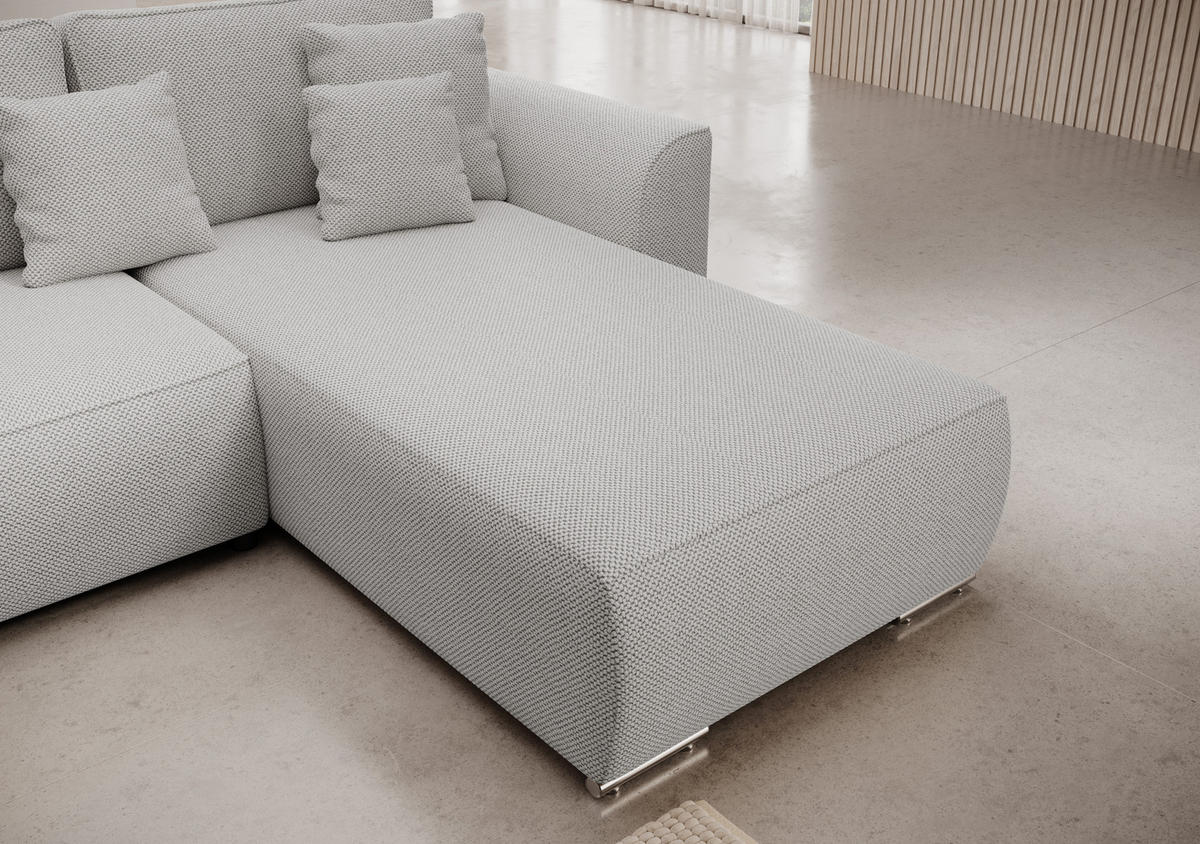 ECKSOFA GUSTO L Curio 80 Rechts mit Schlaffunktion - Grau, Textil (279/193cm) - Bedante