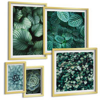 BILDER SET 5er Set - 50x50 cm & 20x30 cm & 40x60 cm Goldrahmen - Meerstrand Zitronen Berge - Goldfarben, Kunststoff (40/60cm) - TULUP