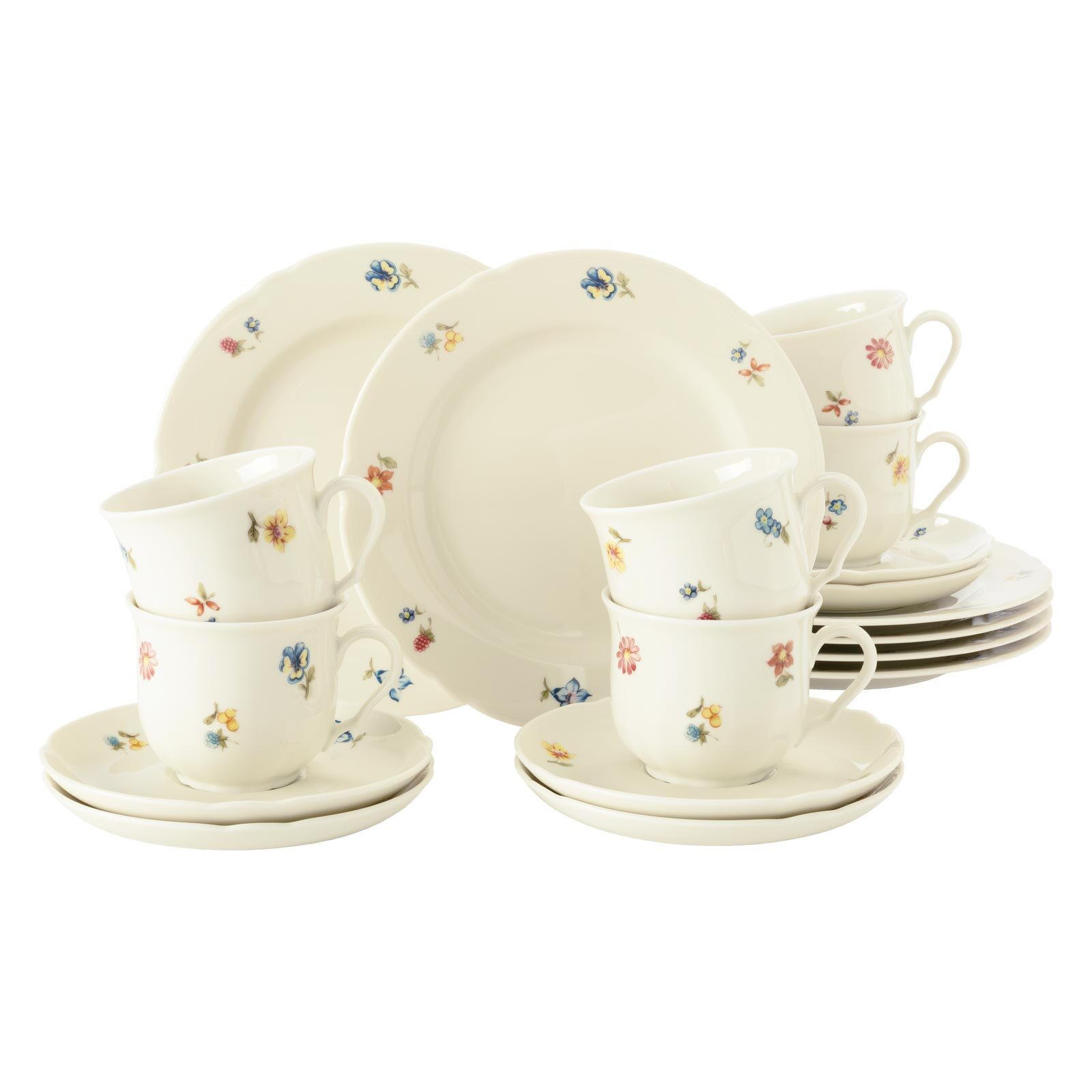 KAFFEESERVICE Marieluise Elfenbein Blütenmeer bunt 18-tlg. - Multicolor, Keramik (24/18.1/43cm) - Seltmann Weiden
