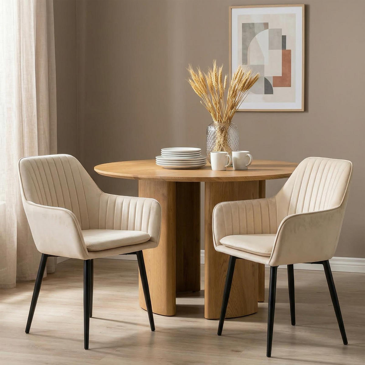 ESSZIMMERSTÜHLE SIENNA 2er-Set beige - Beige, Textil (58/86/58cm) - IDIMEX