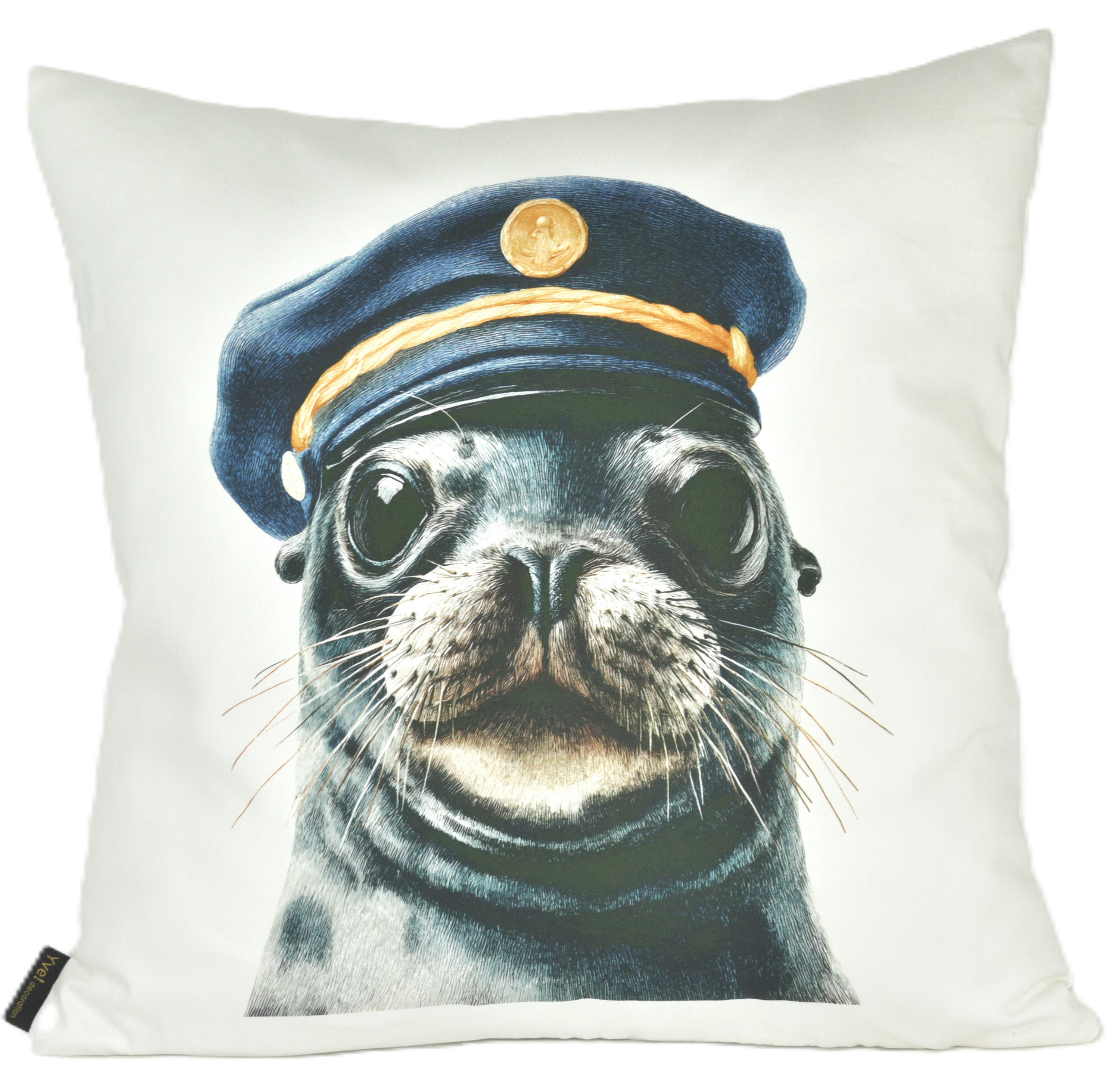 KISSENHÜLLE SEEHUND - Weiß, Textil (50/50cm) - Yve! decoration
