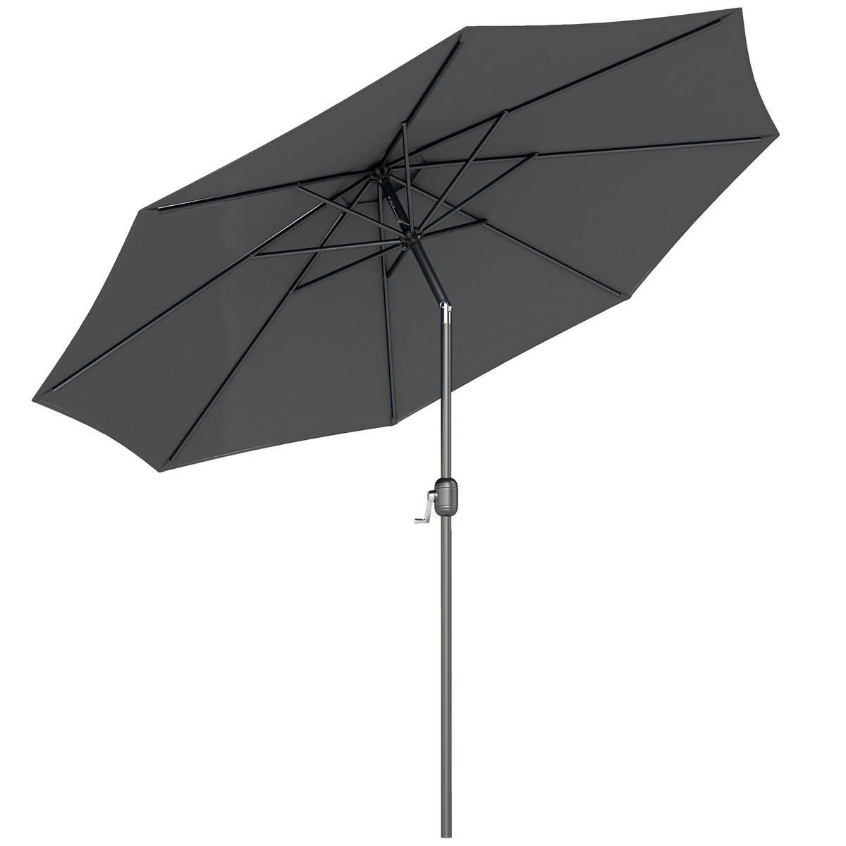 SONNENSCHIRM DE-11357 neigbar, mit Kurbel, Ø 3 m Grau - Dunkelgrau, Metall (295/295cm) - ComfortXL