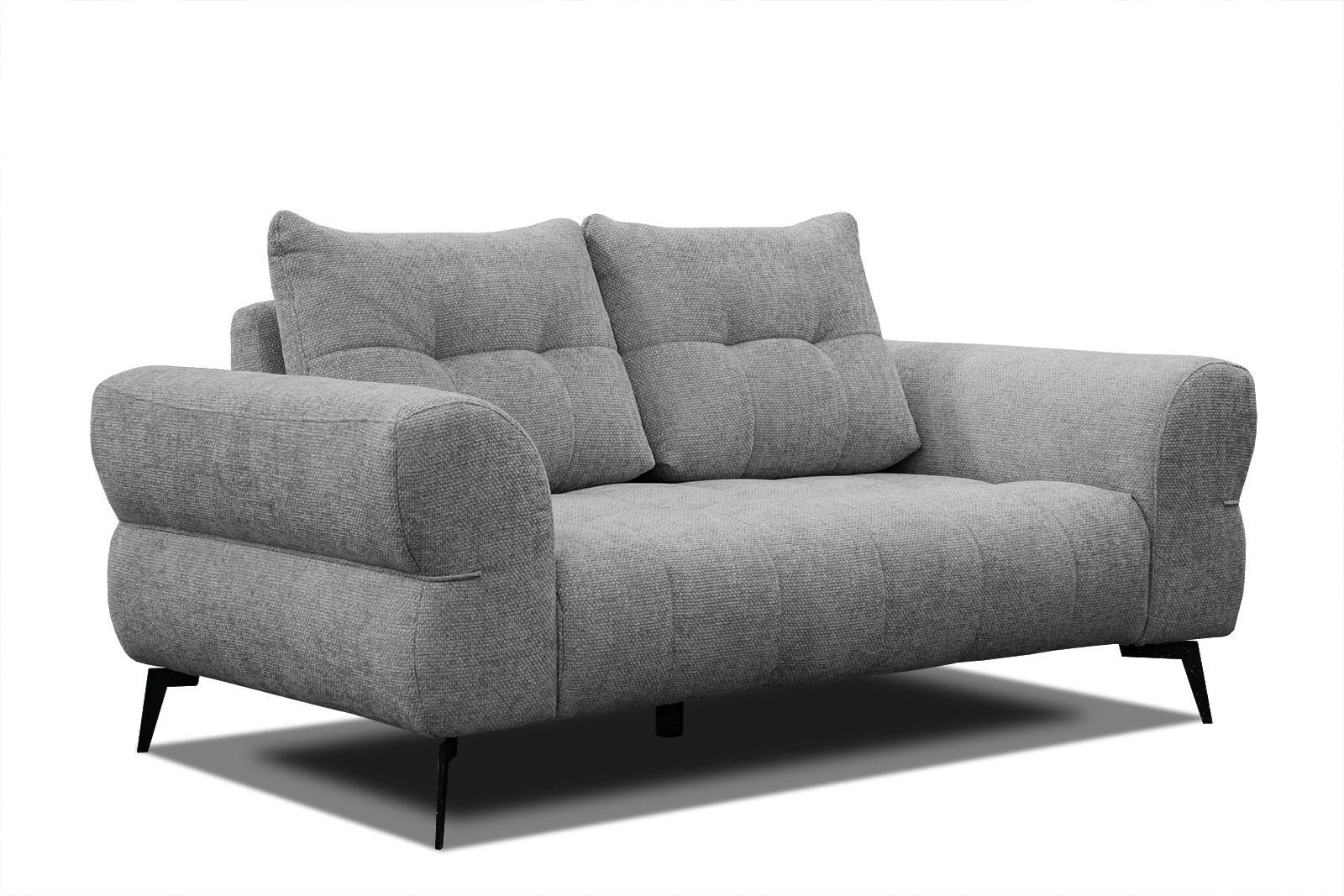 SOFA SALVINI 2-Sitzer, grau - Schwarz/Grau, Holzwerkstoff/Textil (176/88/99cm) - Courtois Laville