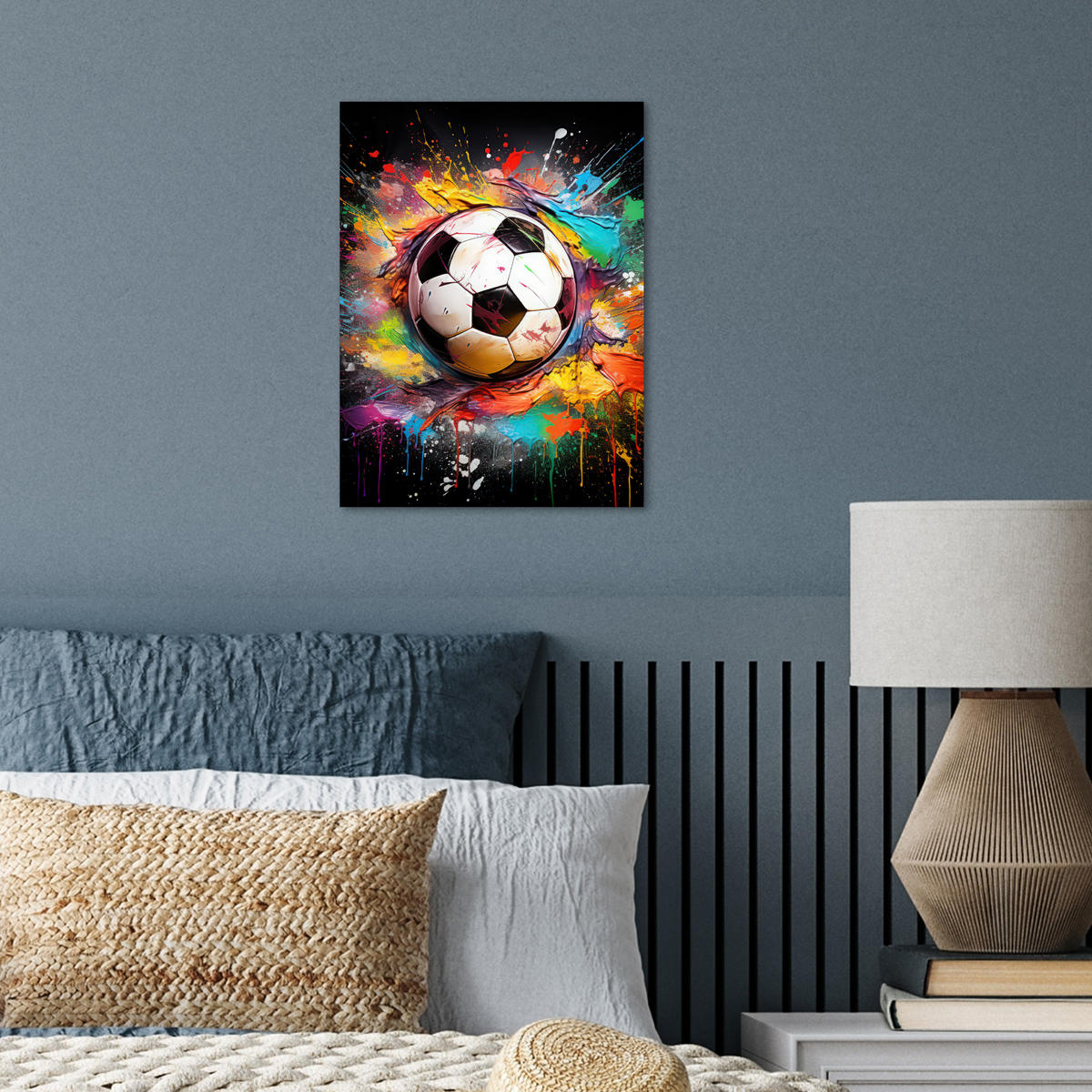 POSTER Fußball - Farbe - Farben - Schwarz - Weiß 30x40 cm - Weiß, Papier (30/40/0.1cm) - MuchoWow