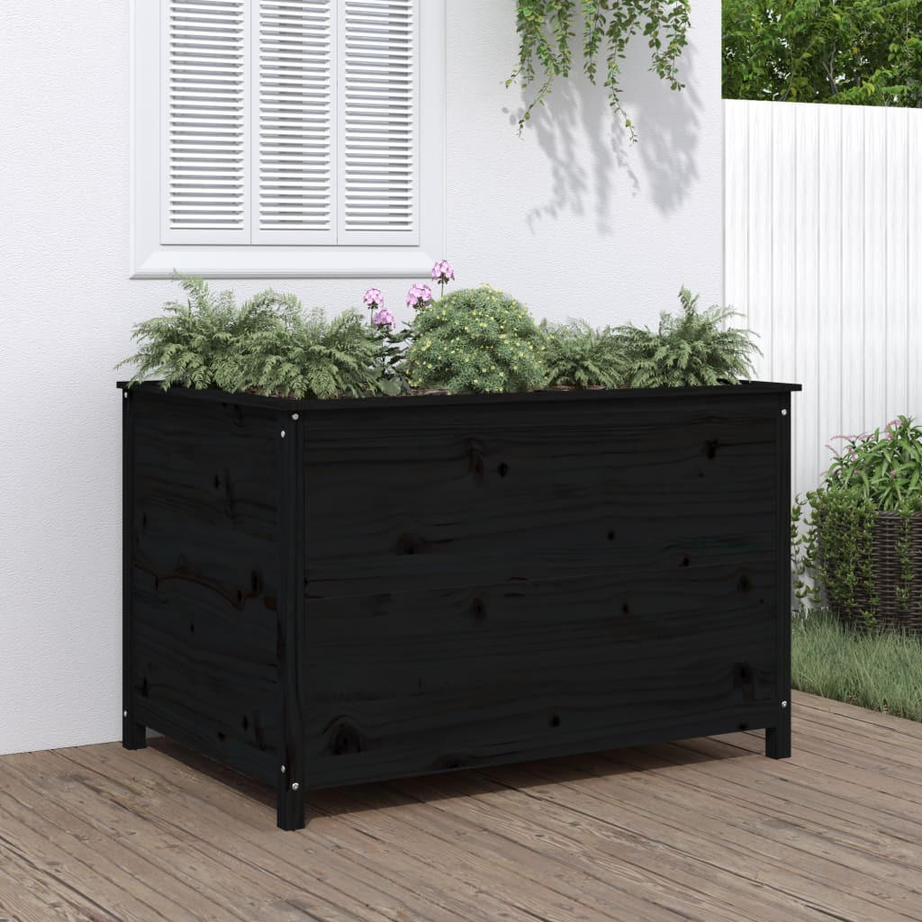HOCHBEET Schwarz 119,5x82,5x78 cm Massivholz Kiefer - Schwarz, Holz (82.5/78/119.5cm) - furnicato