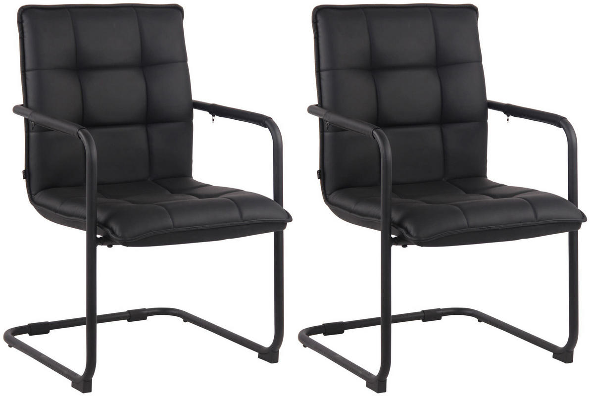 SCHWINGSTUHL 2er Set Lederlook schwarz - Schwarz, Textil/Metall (57/89/64cm) - CLP