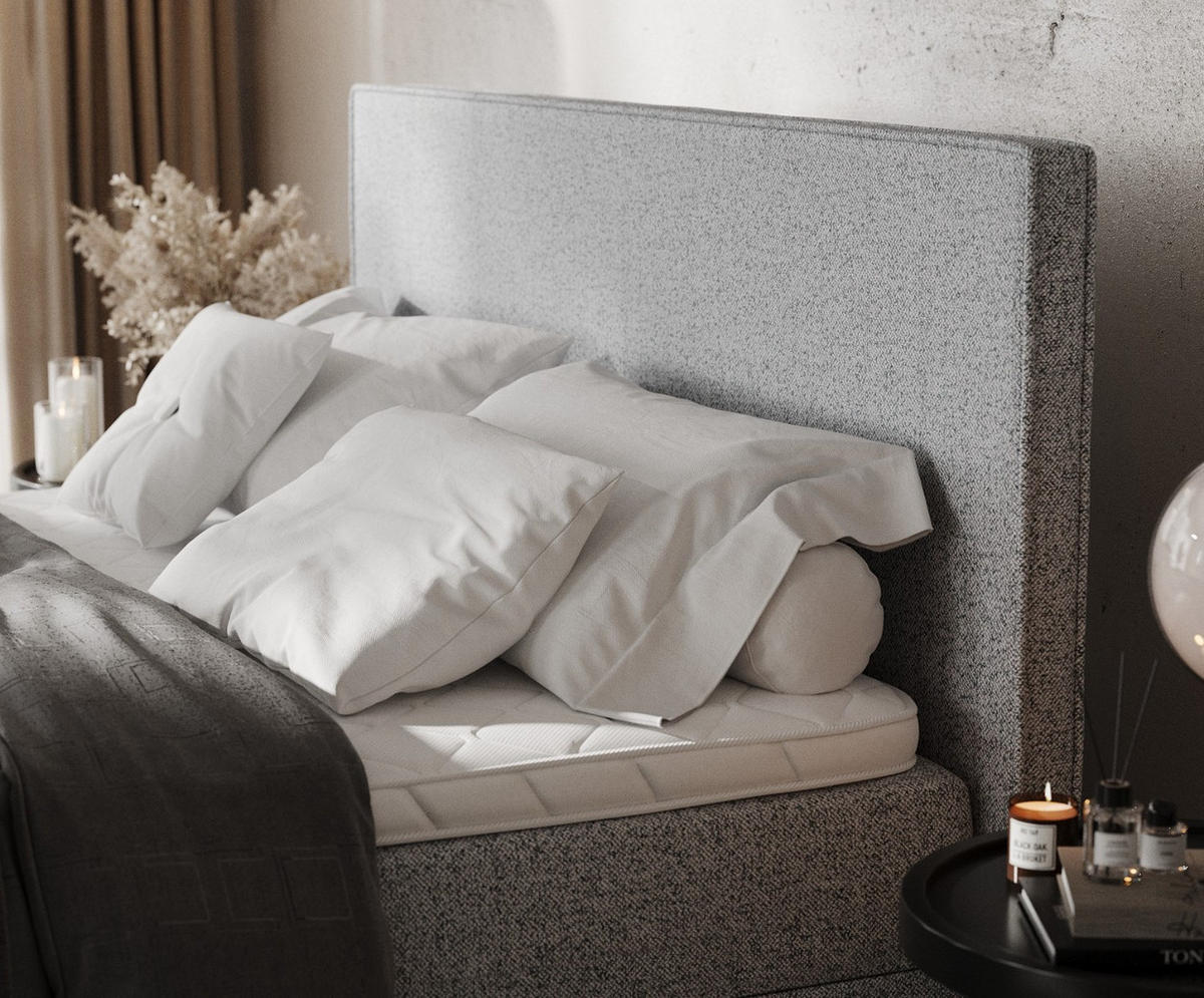 BOXBETT Velma 140/200 cm Grau im Riva Stoff - Schwarz/Grau, Holz/Holzwerkstoff (140/200cm) - AltaBeds