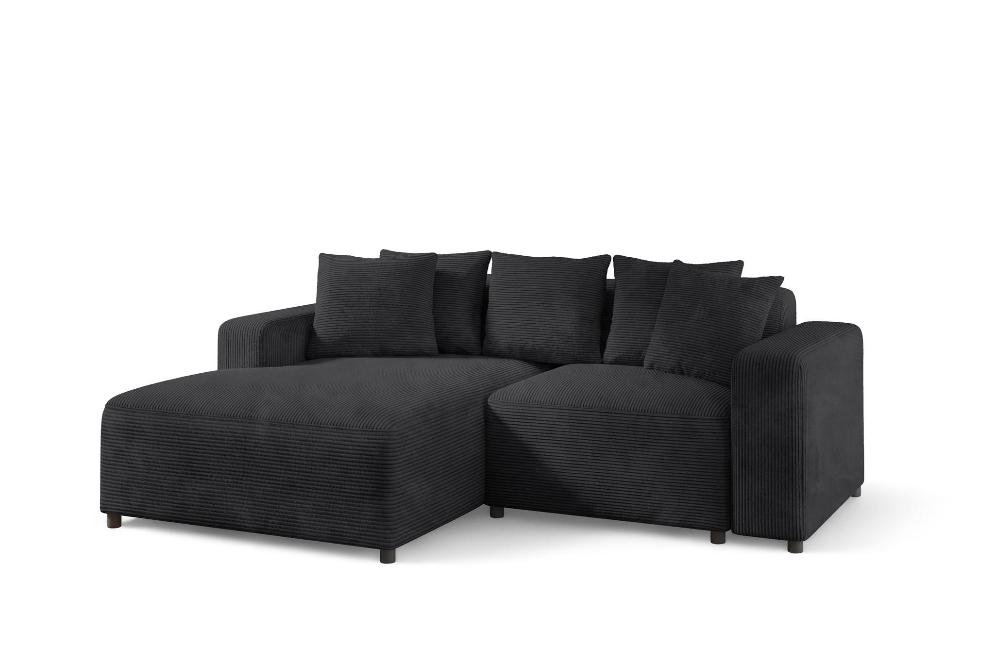 ECKSOFA Megan Xs In Stoff Poso - Anthrazit, Holzwerkstoff/Textil (240/165cm) - Fun Möbel