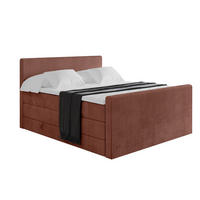 BOXSPRINGBETT mit Matratze H3|H4 und Lattenrost - TOLO-Z KING 200x200 Cord - Ziegelrot - Rostfarben, Holzwerkstoff (200/200cm) - ALTDECOR