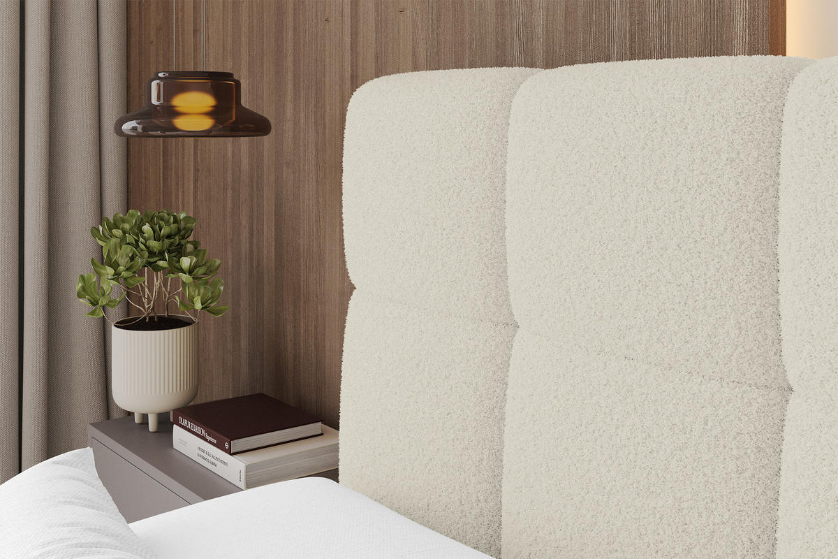 BOXBETT mit Matratze H3/H4 - FAMA KING - 120x200 cm Beige Quelle - Sandfarben, Holzwerkstoff (120/200cm) - ALTDECOR