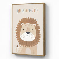 NACHTTISCHLAMPE MIT AKKU Löwe - Beige - Tier - Mutig - Zitat 60x90 cm - Beige, Holzwerkstoff (8/60/90cm) - OnlyWow