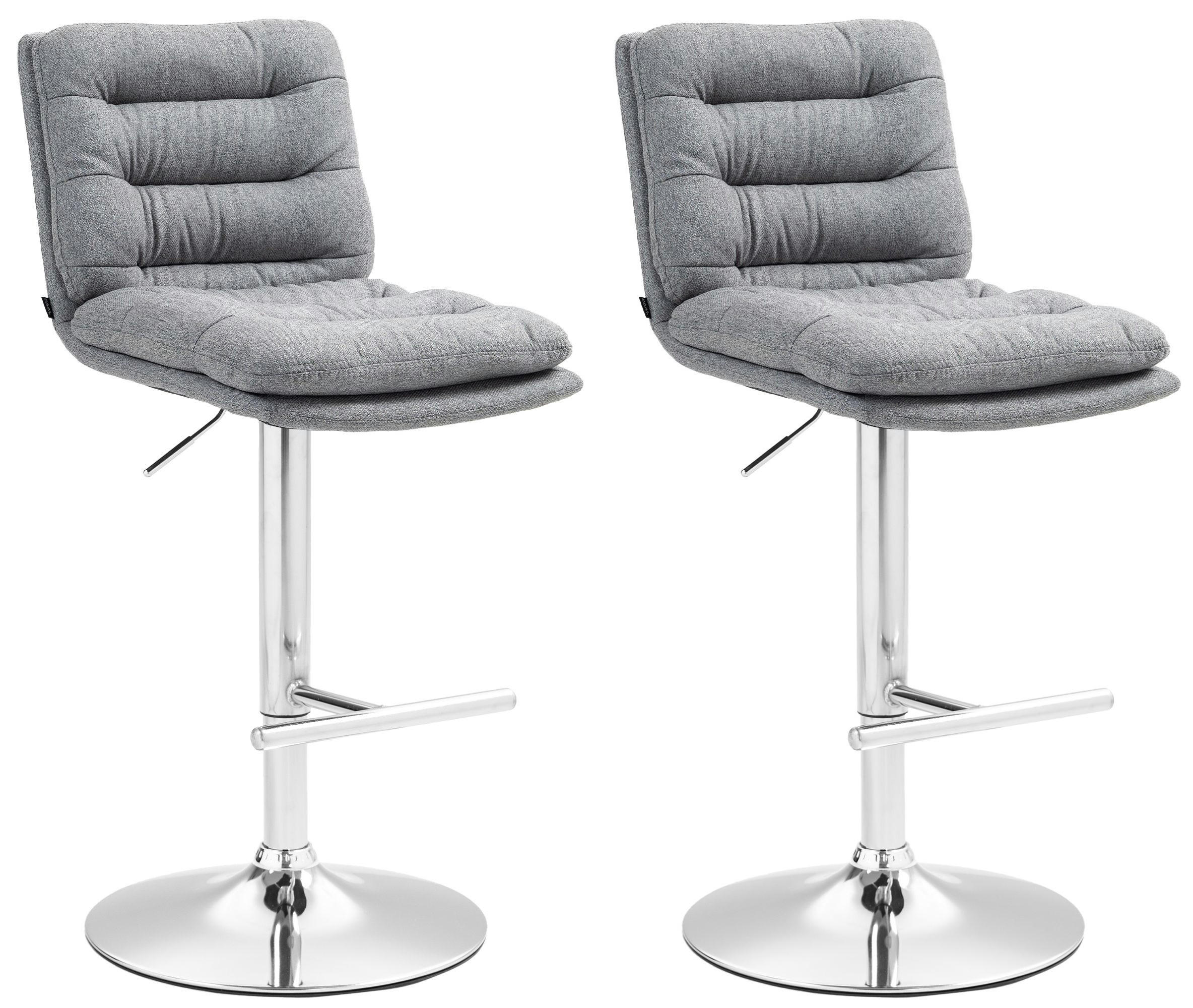 BARHOCKER 2er Set Stoff grau - Chromfarben/Grau, Textil/Metall (42/94/56cm) - CLP