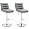 BARHOCKER 2er Set Stoff grau - Chromfarben/Grau, Textil/Metall (42/94/56cm) - CLP