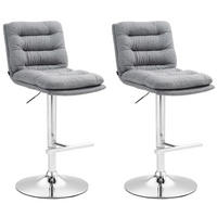 BARHOCKER 2er Set Stoff grau - Chromfarben/Grau, Textil/Metall (42/94/56cm) - CLP