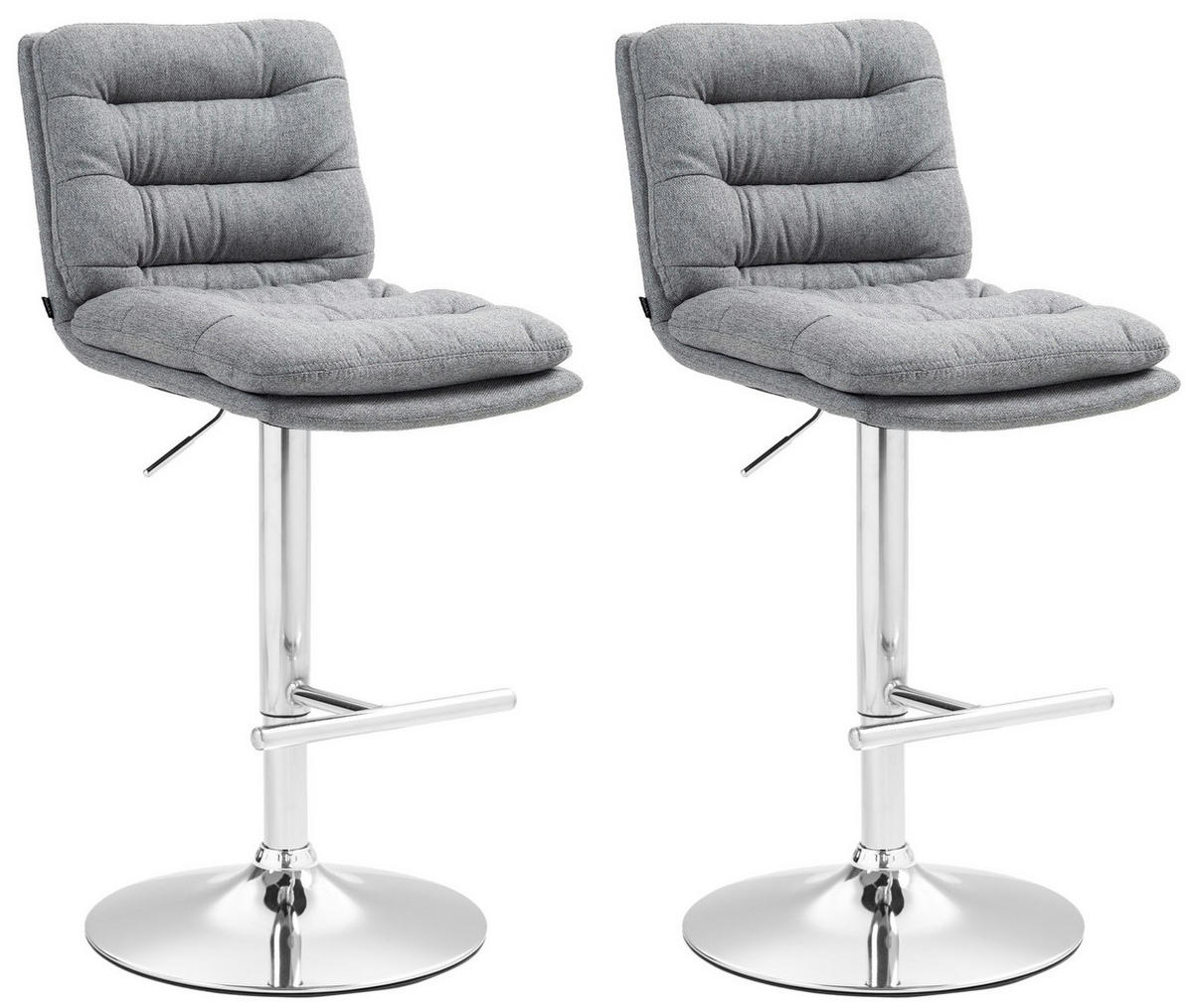 BARHOCKER 2er Set Stoff grau - Chromfarben/Grau, Textil/Metall (42/94/56cm) - CLP