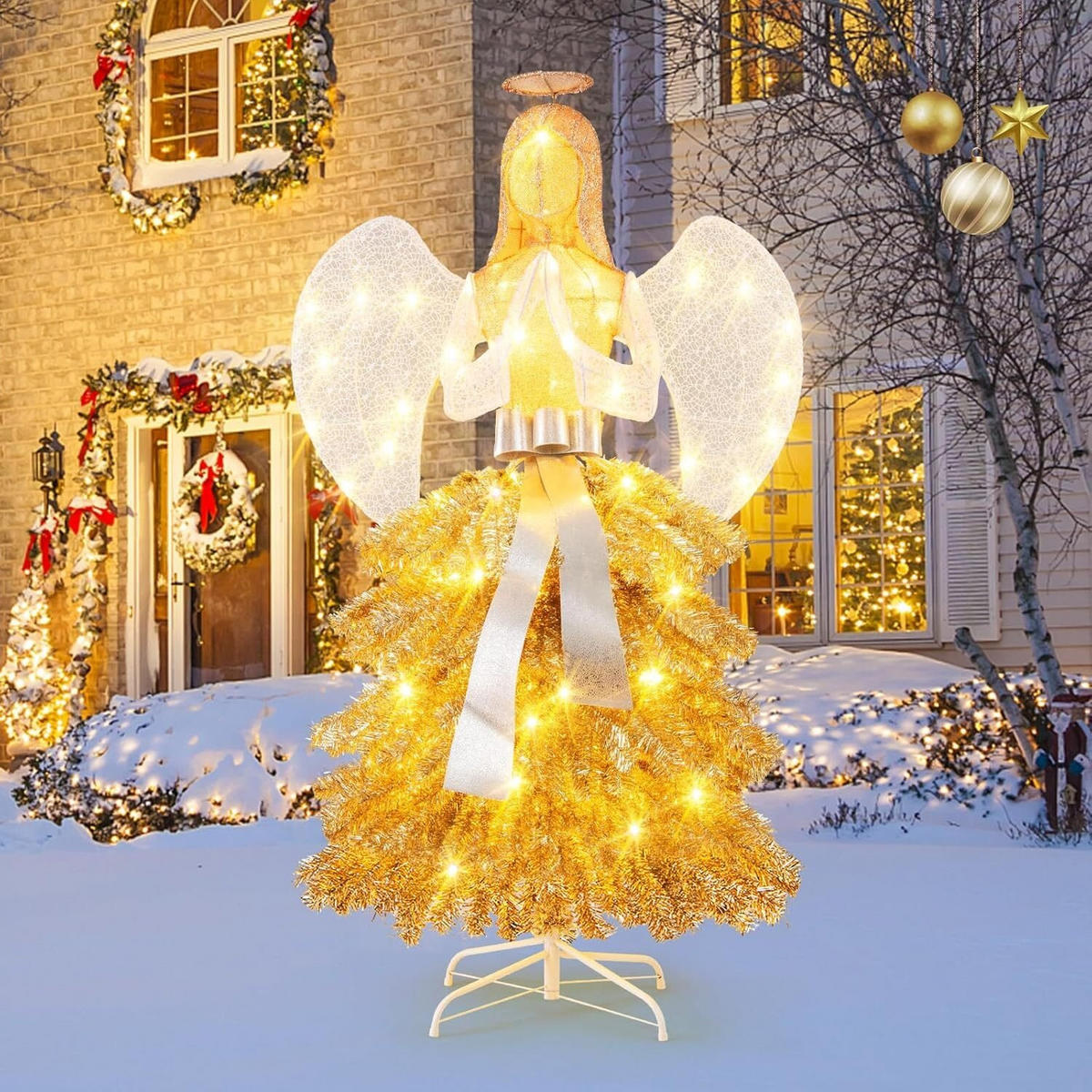 WEIHNACHTSBAUM 157cm Weiß - Weiß, Metall (157cm) - COSTWAY