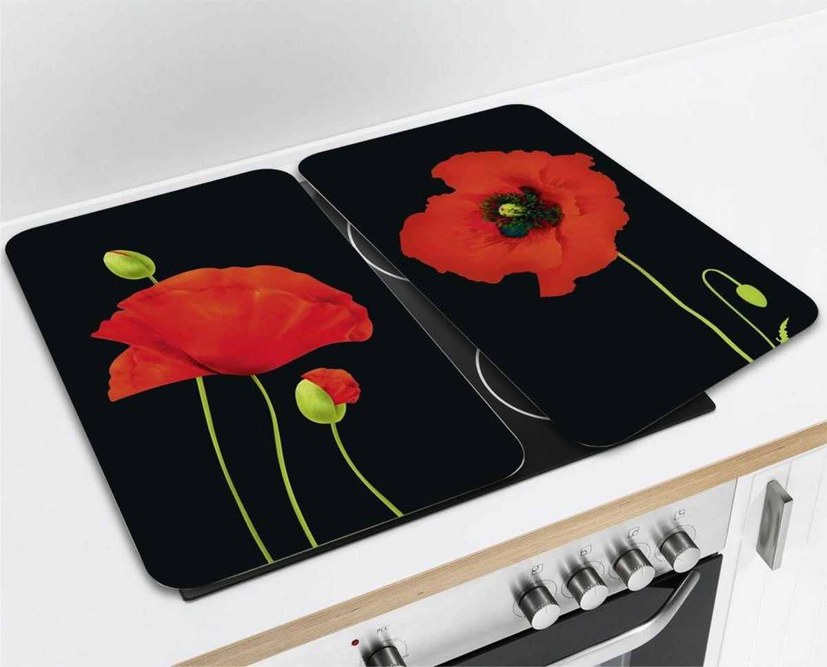 GLASSCHUTZPLATTEN für Herd - 2 Stück Maki - Schwarz, Glas (30/4.5/52cm) - Maximex