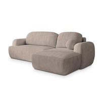ECKSOFA MODENZA P R-S Beige Kordstoff mit Schlaffunktion - Beige, Holz (266/148cm) - MASSENO