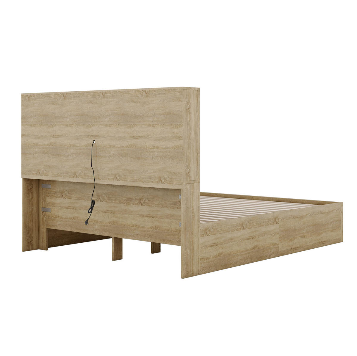 BETT 160/200 cm mit Kopfteil und 2 Schubladen in Natur - Naturfarben, Holzwerkstoff (160/200cm) - BEAOK