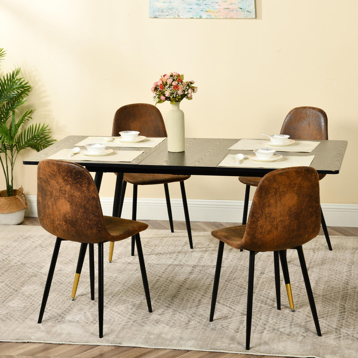 ESSTISCH im Industriestil Schwarzer ausziehbarer 120-160 - Goldfarben/Schwarz, Holz/Metall (80/120/75cm) - Urban Meuble