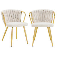 ESSZIMMERSTUHL 2ER-SET aus Samt mit goldenen Beinen, ergonomisch gepolstert - Beige, Textil (43/76/58cm) - Urban Meuble