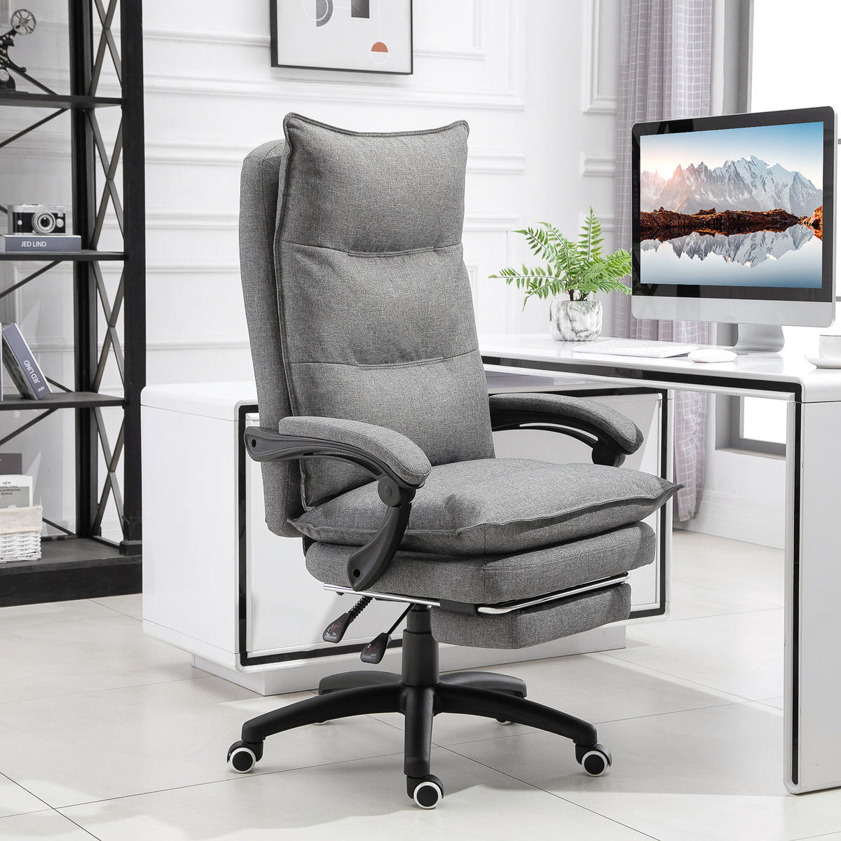 BÜROSTUHL massage Drehstuhl Massagefunktion Chefsessel höhenverstellbar Grau - Grau, Kunststoff (62/130/70cm) - Vinsetto