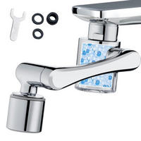 WASSERFILTERAUFSATZ 1080° drehbar Chrom mit 5 Filterpatronen - Silberfarben, Metall (2.5/8.8/13cm)