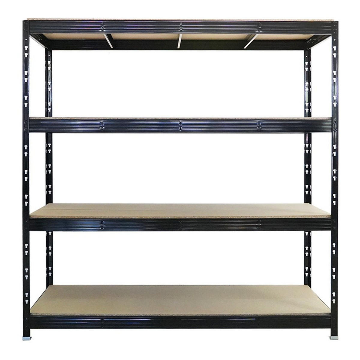 SCHWERLASTREGAL Rhino 200x200x60 cm 4 Spanplatten-Ebenen 16mm Fachlast 500 kg Schwarz - Schwarz, Metall (200/200/60cm) - PROREGAL