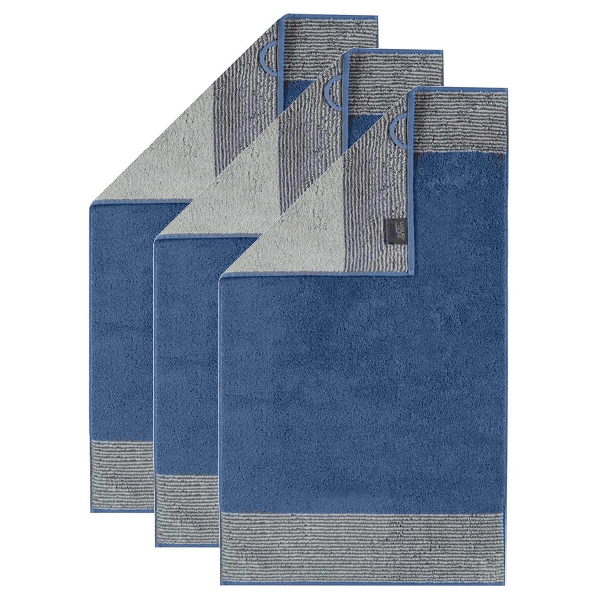 GÄSTETUCH Unisex Luxury Home Two-Tone Blau 3er Pack Baumwolle - Blau, Textil (50/30cm) - Cawoe