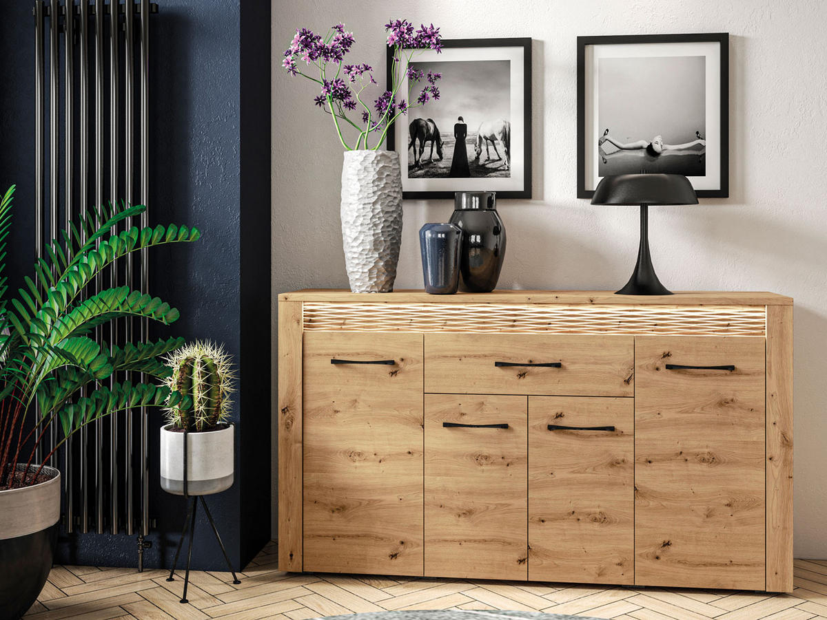 SIDEBOARD Artis Artisan Eiche, 165 / 40 / 94cm - Eiche Artisan/Braun, Holz/Holzwerkstoff (165/94/40cm) - Feldmann-Wohnen